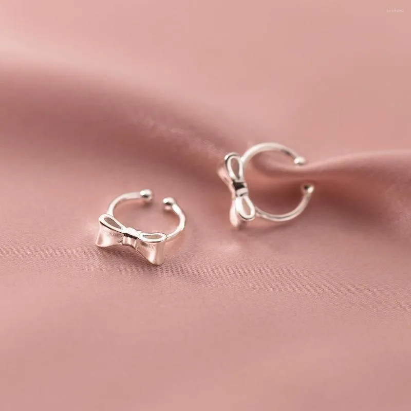 Backs Earrings Real 925 Sterling Silver Bowknot Ear Cuffs Wraps Non-pierced Cartilage Hypoallergenic Jewelry For Women