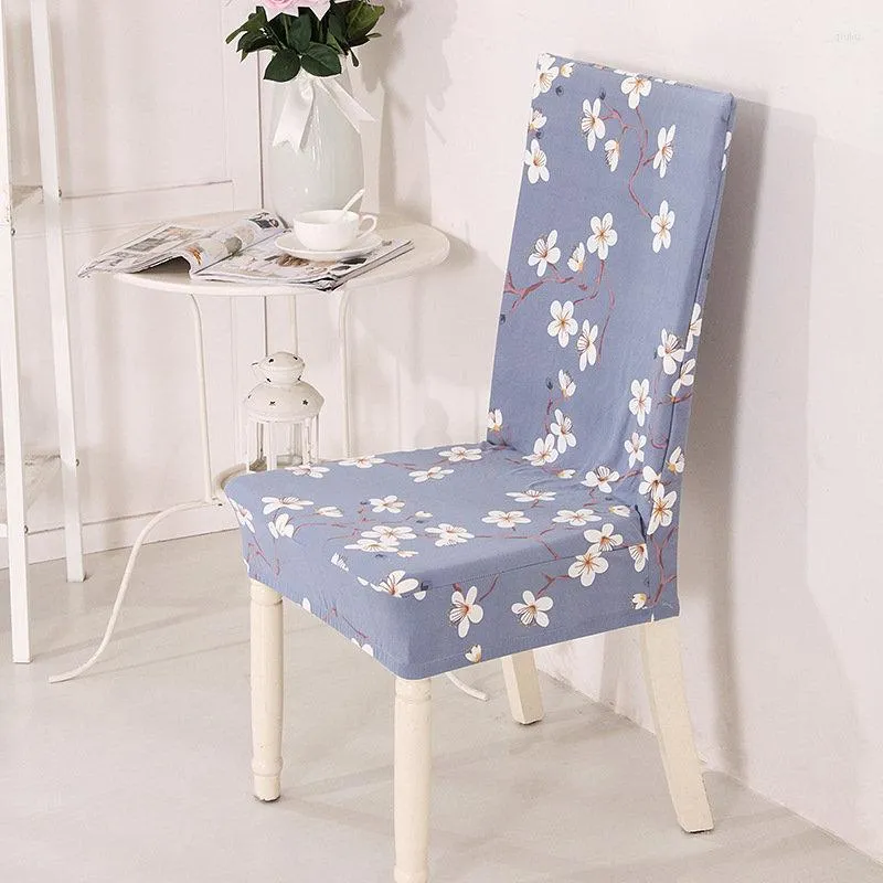 Chair Covers Elegant Flower Print Cover Spandex For Kitchen Dining Room 9 Colors Elastic Seat Slipcover Housse De Chaise