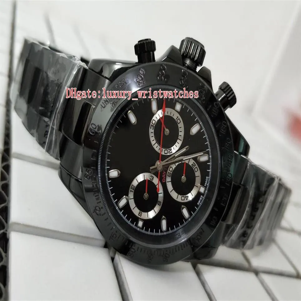 Items good Wristwatches 40mm Cosmograph 116520 116509 Black PVD Case No Chronograph Working Mechanical Automatic Mens watch bo241D