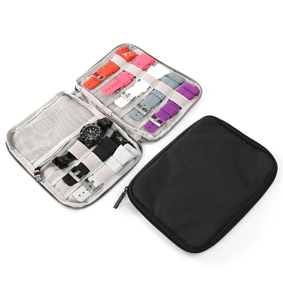 Wielofunkcyjny przenośny pasek zegarek Organizer Pudełka Pudełka skrzynki do przechowywania torba obserwacyjna posiadacz Travel Travel Tape Grey Black238k