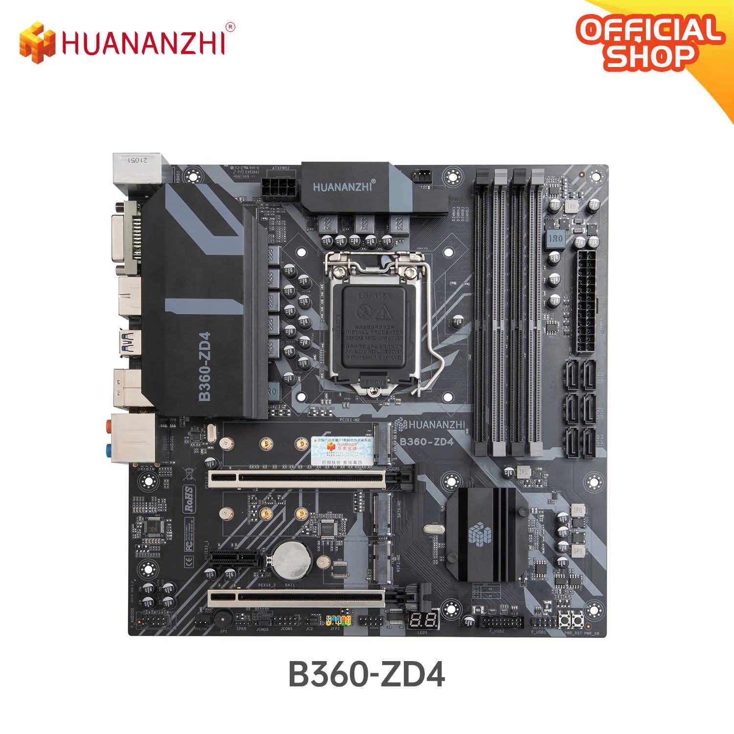 Huananzhi B360 ZD4 M-ATX 마더 보드 인텔 LGA 1151 지원 8 9 세대 DDR4 2133 2400 2666MHz 64G M.2 SATA3 USB3.0 Type-C