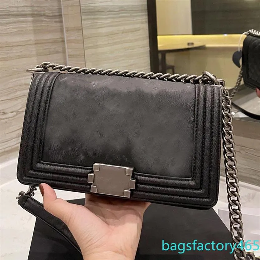 Women Fashion Classic Mini Boy Bags Quilted Chain Flap Diamond Calfskin Caviar Shoulder Crossbody Bag whole High Quality Handb276j