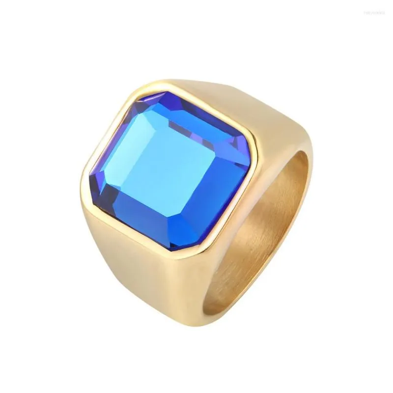 Bröllopsringar Lyxdesigner Stor Crystal Gemstone Ring för kvinnor Trendiga kreativa rostfritt stål Finger Smycken Personlig gåva