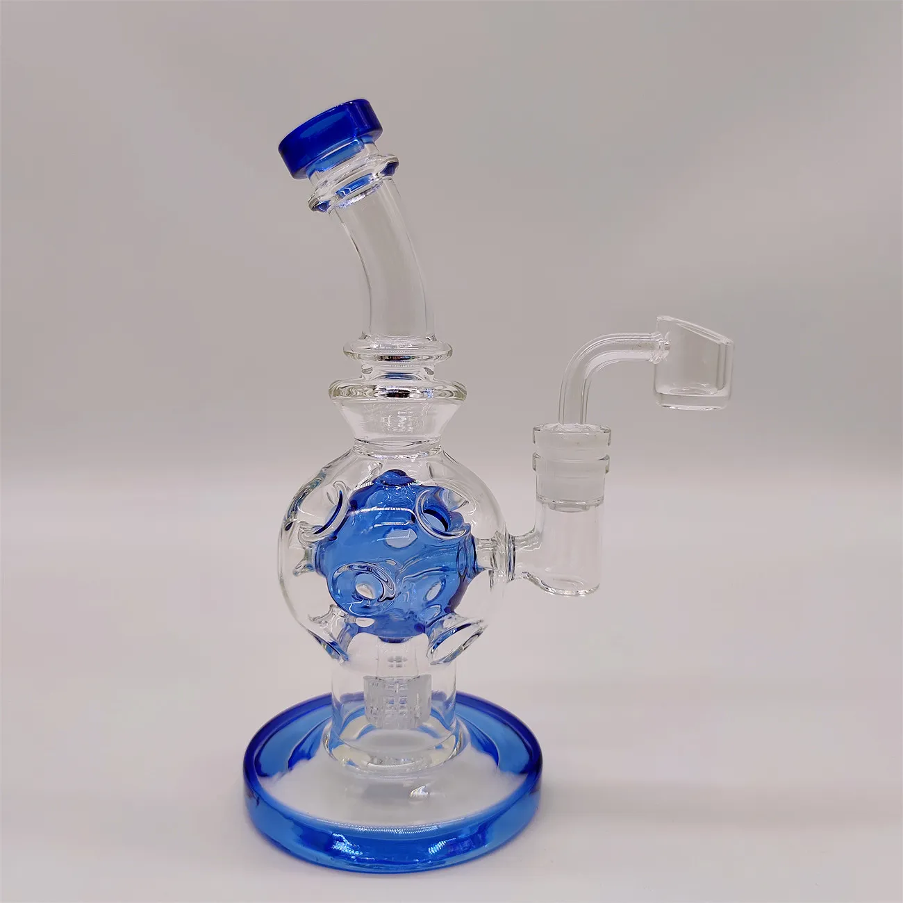 2022 8 -calowa szklana rura wodna Bong Rig Rig Recycler Rury Bongs Bong okrągłe gniazdo grzebienia filtra rur dymu 14,4 mm staw z regularnym mowlbanger