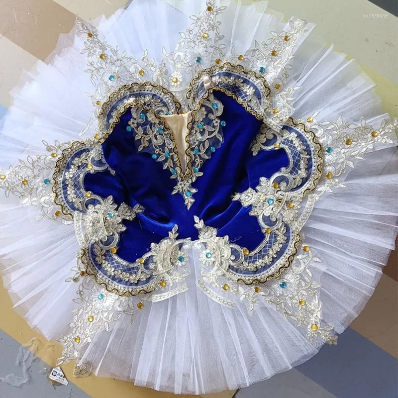 Scena noszona dorosłe dzieci niebieskie balet tutu spódnica profesjonalna białe łabędź jezioro pancake balerina kostiumów sukienki dziewczynki