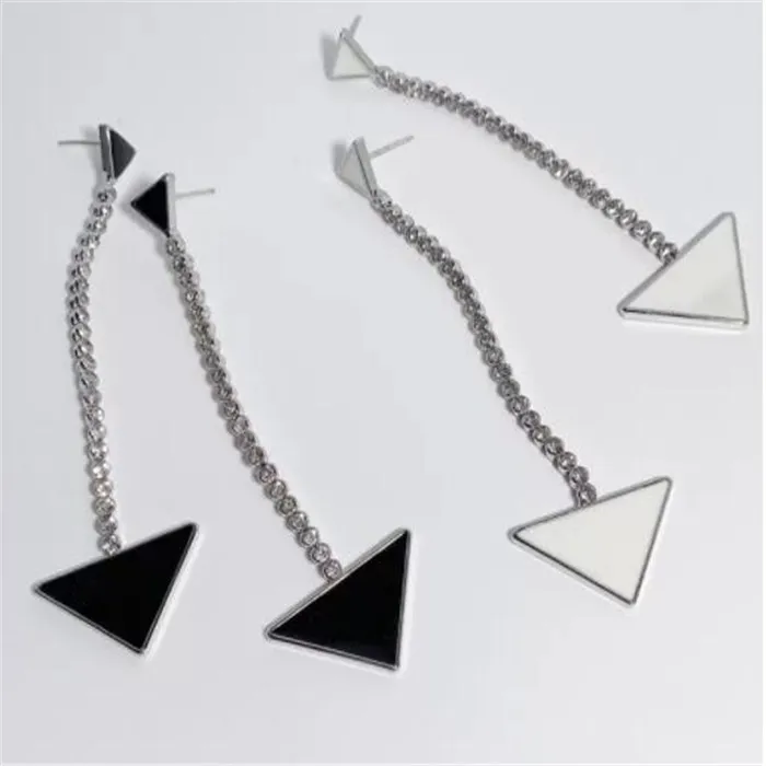 Brinco feminino com letra triangular, brinco clássico com borla longa, diamante aretes, joias femininas, acessórios para festa de presente