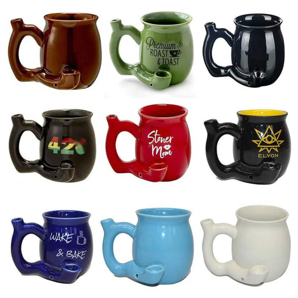 Classic ceramic pipe mug 301-400ML coffee cup export foreign trade ceramic factory direct sale black pipe cup