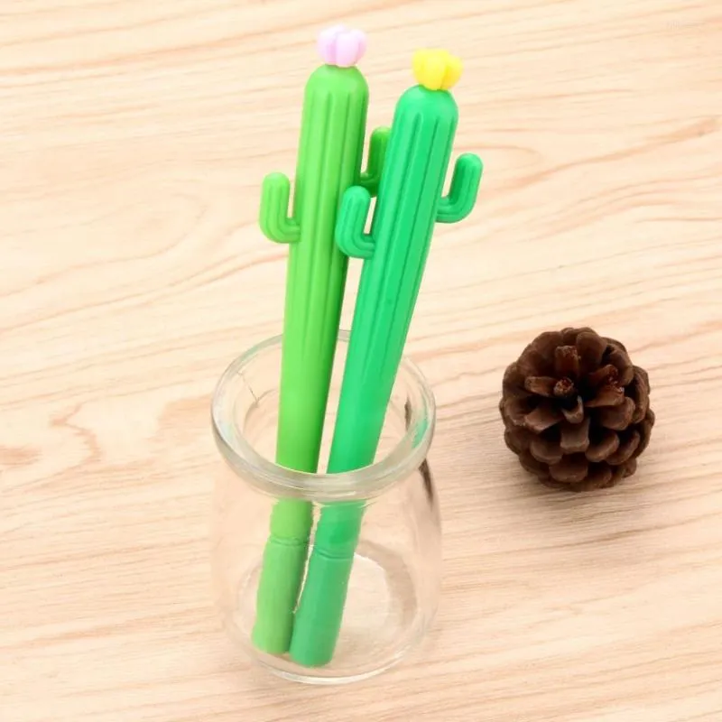Novelty Cactus Gel Pen Student svart 0,5 mm söt skolskrivningskontor Stationer Neutral bläck
