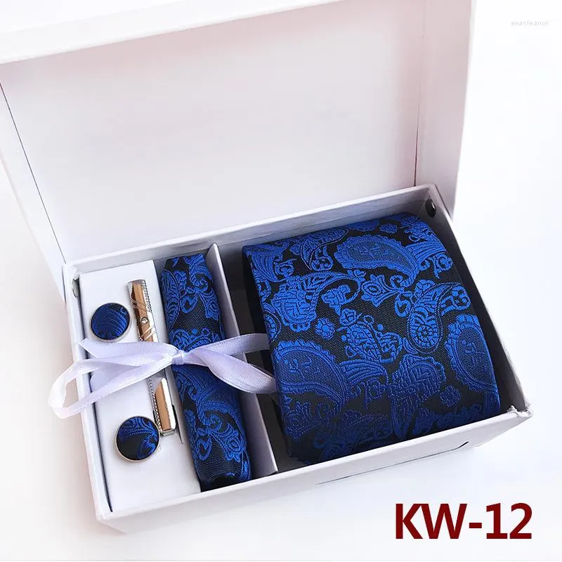 Bow Ties HUISHI Men's Tie Set Hanky Cufflink Clips Mens Business Necktie Neck For Party Wedding Guests Gift Box