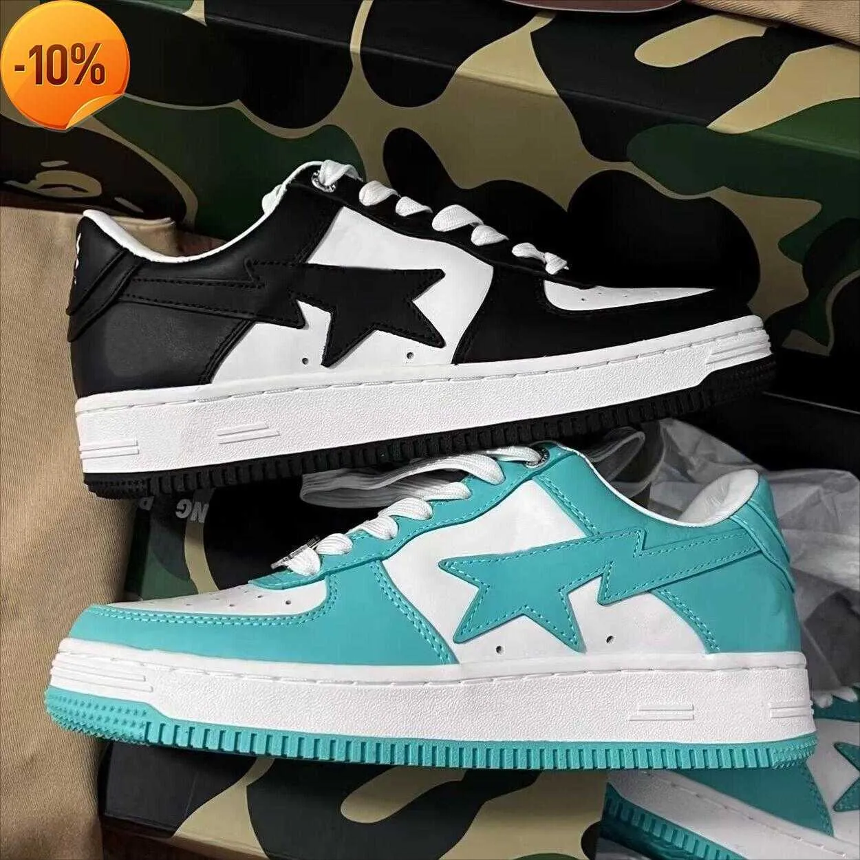 Top2023 Bapestas Sta Sneakers Low-Top Sneakers M1 Designer Scarpa in pelle Scarpe casual classiche Moda Ape Scimmia Forma MEDICOM TOY CAMO SK8 1th.