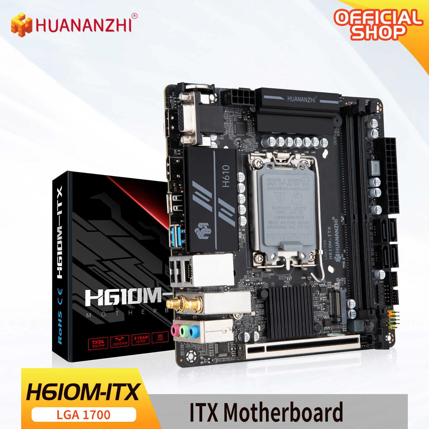 HUANANZHI H610M ITX DDR4 Motherboard Support 12 13 Gen Intel LGA 1700 CPU 12100F 12400F 12490F 12600F 12700F 13600F