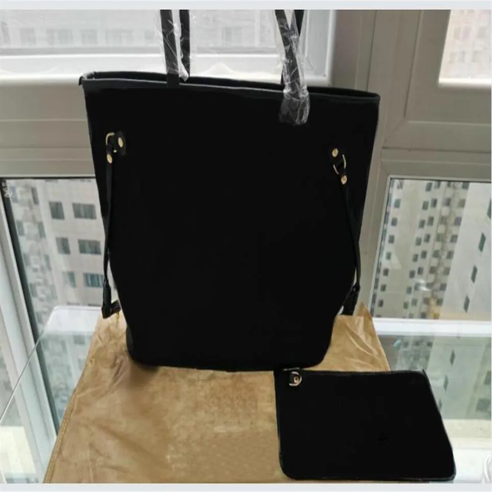 Women's 2pcs set Black embossed handbags old-fashioned ladies composite portable PU leather clutch bag female wallet vl5541242E