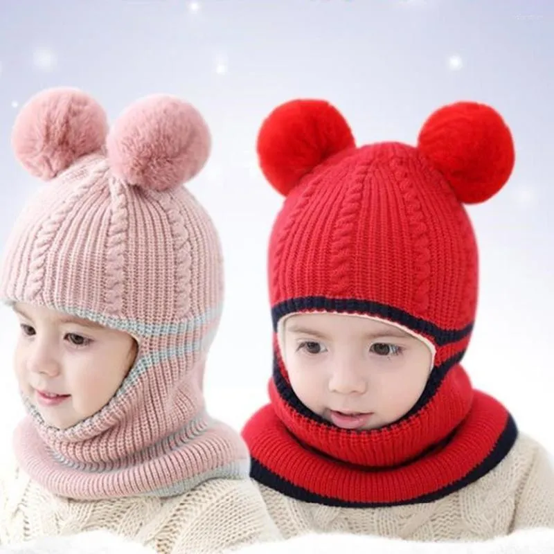 Berets Children's Hats Fall And Winter Plus Fleece Thick Baby Girls Old Scarf Boys Years Wool Warm 1-2-5 Face D7B4