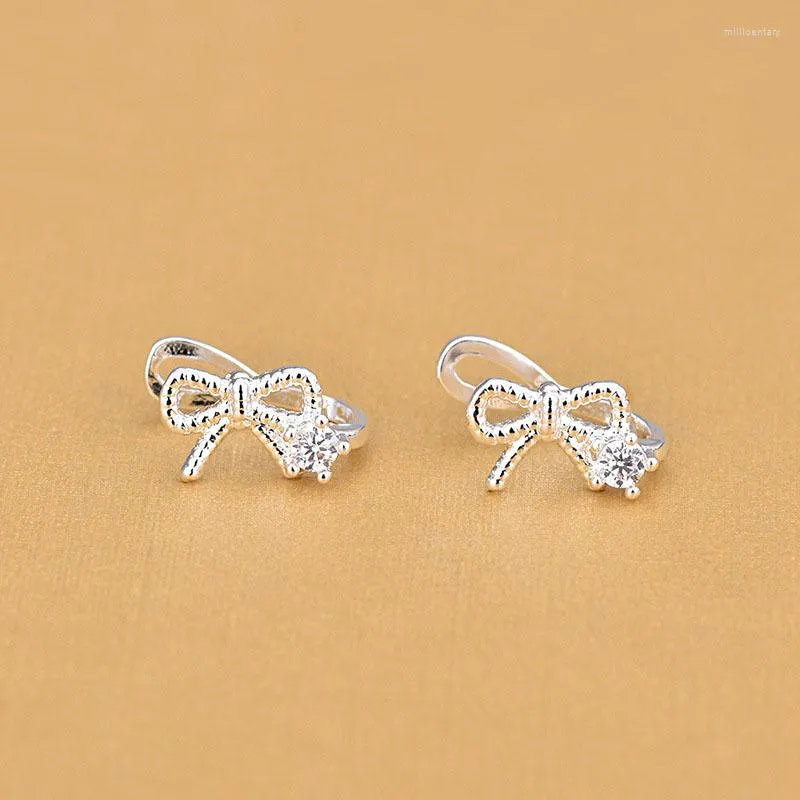 Backs Boucles d'oreilles Clip Bowknot en argent sterling 925 pour les cadeaux d'anniversaire des femmes