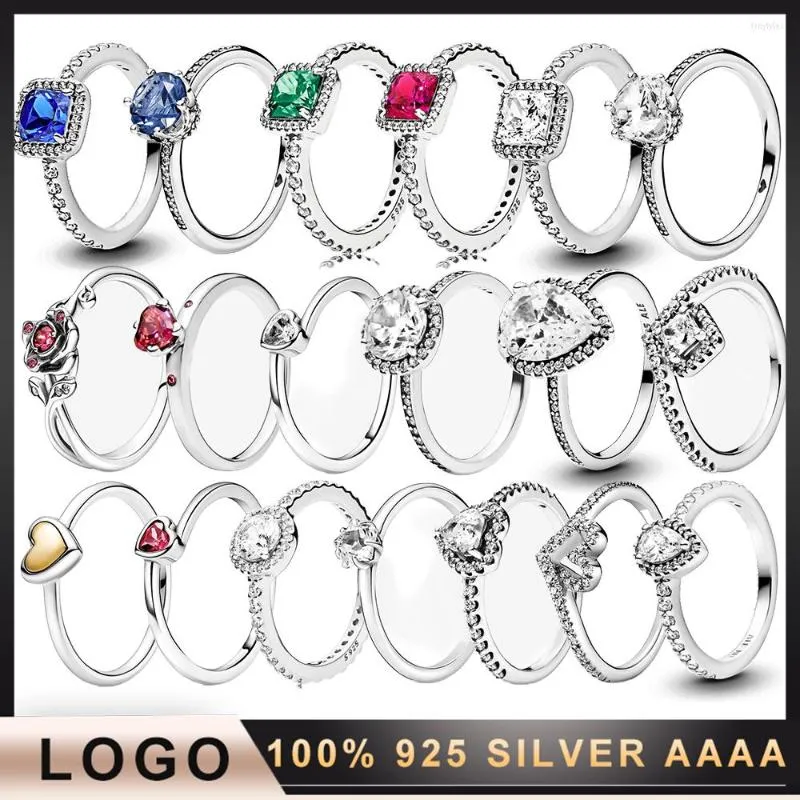Bagues de cluster J3 2022 925 Silver avec logo de luxe brillant bijoux de pierres précieuses adaptés aux filles cadeaux de vacances bague de zircon