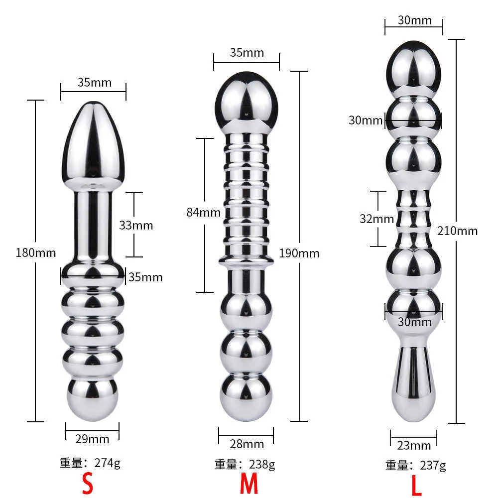 Articles de beauté Acier inoxydable Anal sexy Jouet Perles en métal G Spot Masturbateur Baguette Massage de la Prostate Masculine Double Tête Gode Jouets pour Femme
