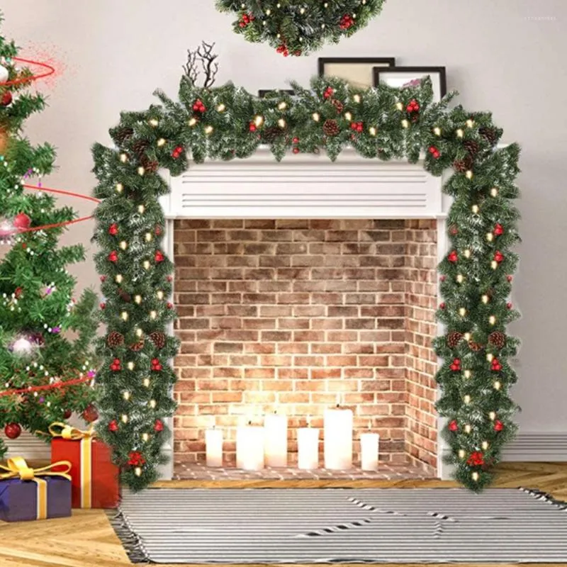 Forniture per feste 1.8M Ghirlanda di rattan di Natale Ghirlanda decorativa Albero di Natale artificiale Banner Ornamenti appesi Ciondolo per scale di casa