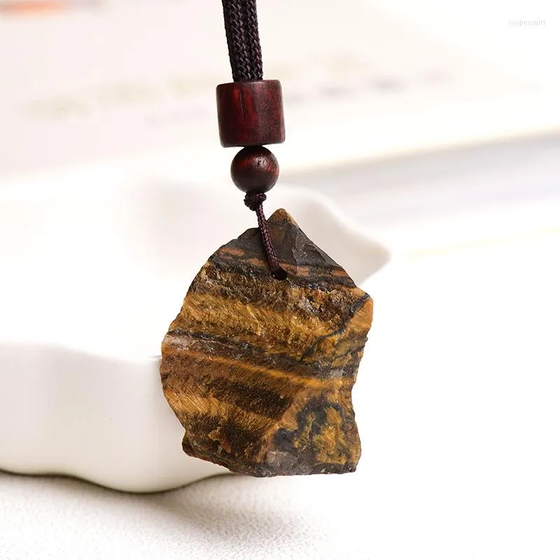 Decorative Figurines 1 Piece Natural Tigers Eye Yellow Stone Pendant Necklaces Mineral Reiki Healing Suitable For DIY Men Women Gifts Jewe