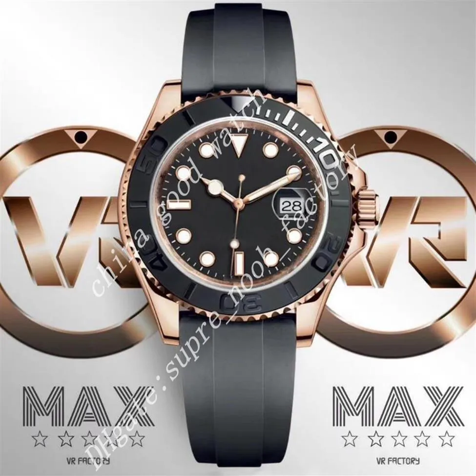 ساعات الرجال Super Factory 40mm Rose Gold Watches Mens Cal 3135 Watch 28800 VPH HZ Movement Automatic Movement VRF Dive Rubber Strap Sapp180V