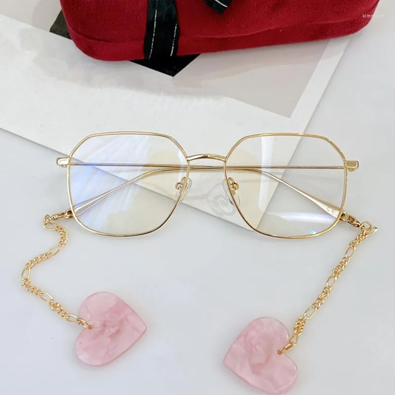 Lunettes de soleil Cadres Lux Loveheart Pendentif Chaîne Lunettes Cadre Femmes Métal Multi-Forme Fullrim 54-16-145 Pour Lunettes De Prescription Desi