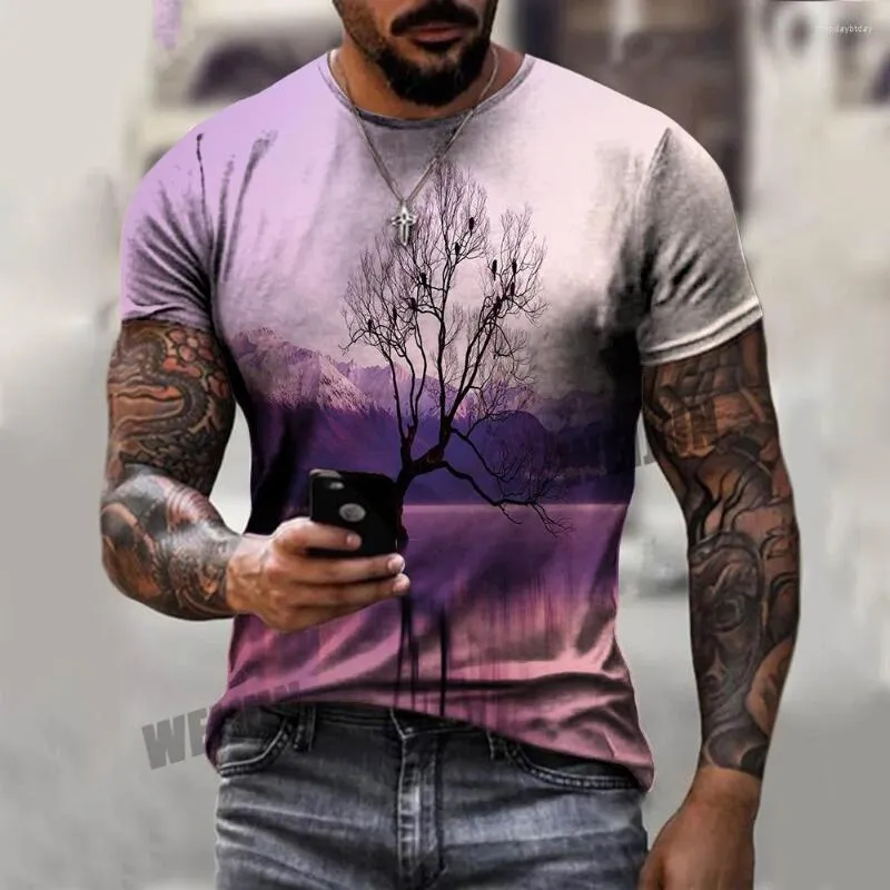 Men's T Shirts Summer Casual Short Sleeve O-Neck Fashion Shirt Nature Landscape 3D Printed T-shirt Men Streetwear Oversized Harajuku Tees