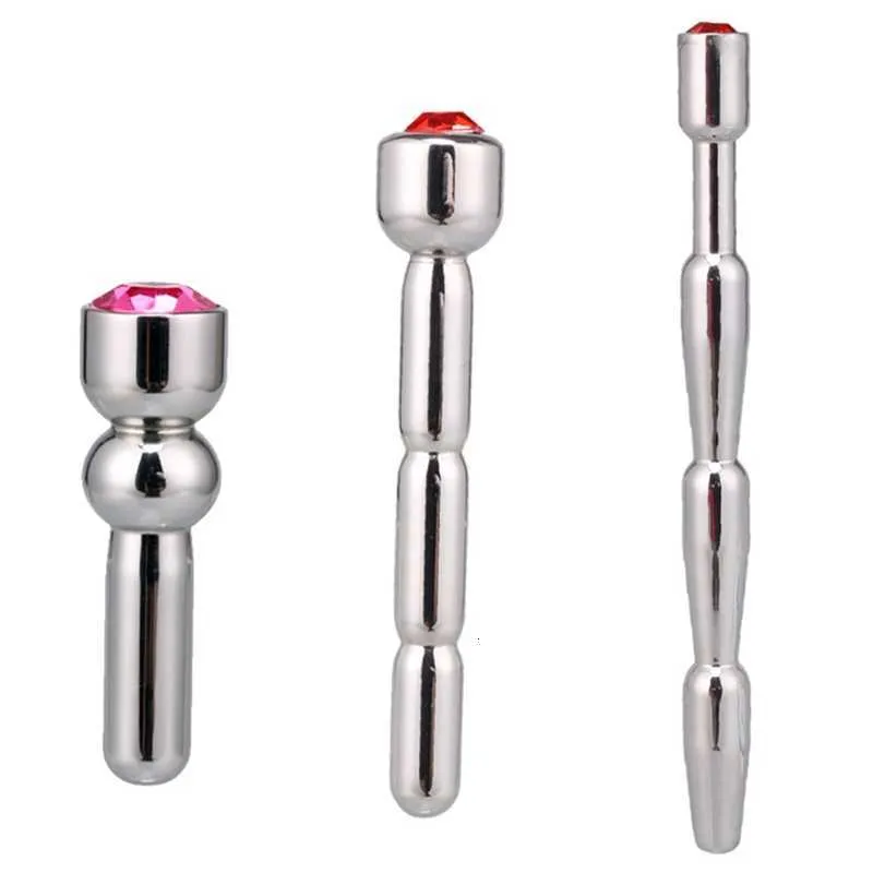 Sex toy massager Diamond Penis Plug Masturbateur En Acier Inoxydable Dispositif De Chasteté Masculine Cathéters Sons Jouets pour Hommes Dilatateurs De L'urètre