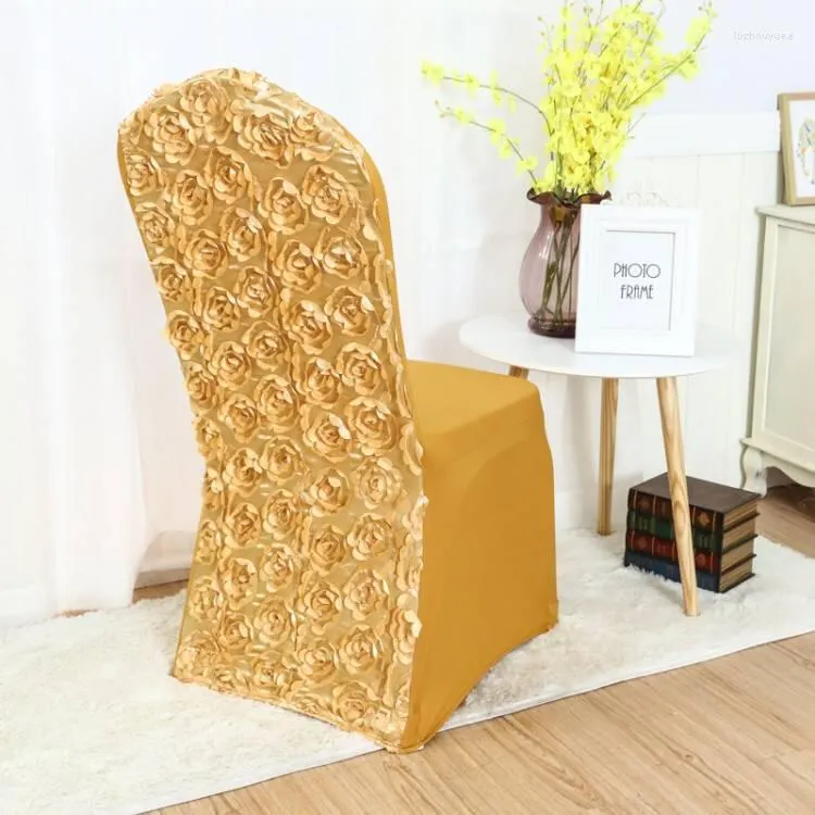 椅子は、結婚式の装飾宴会のための著しい100pcs/lotロゼットカバーをカバーします卸売品質