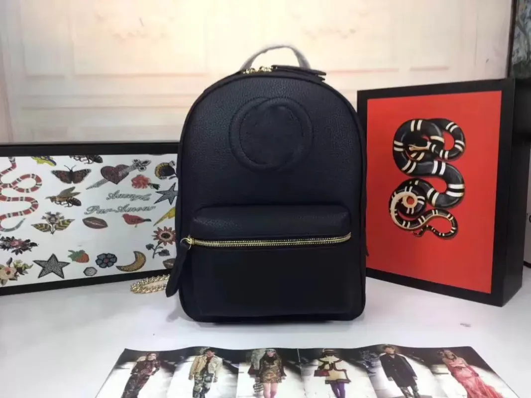 Designer Luxury Soho mochila 431570 mochila cadena hombro cuero negro Bolsa 22.5x 31x9.5cm
