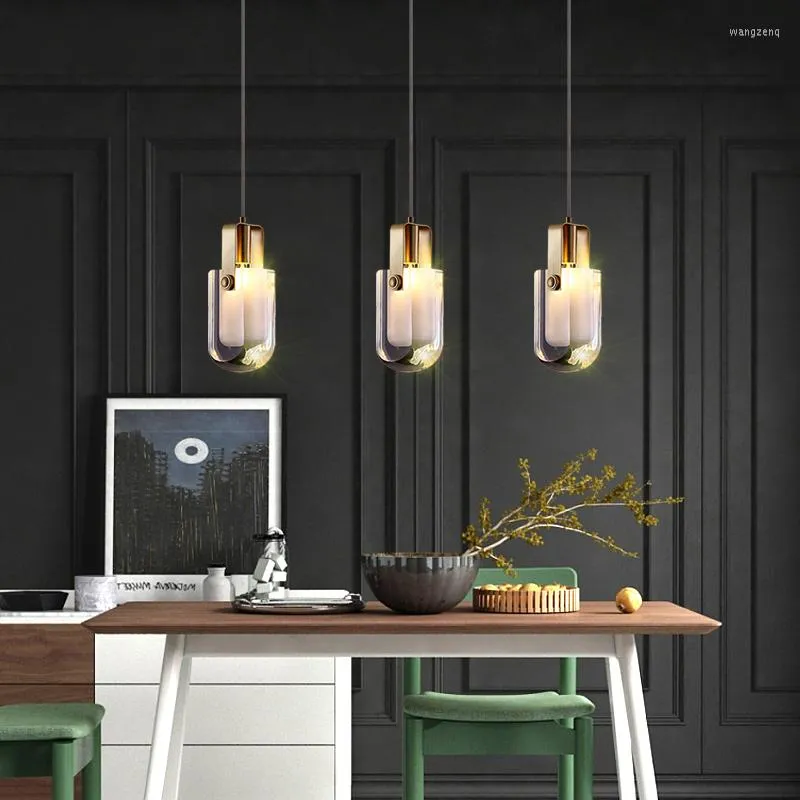 Pendant Lamps Postmodern Gold Crystal Chandelier Copper Light Luxury Simple For Bedroom Restaurant Bar Long Line Fixtures