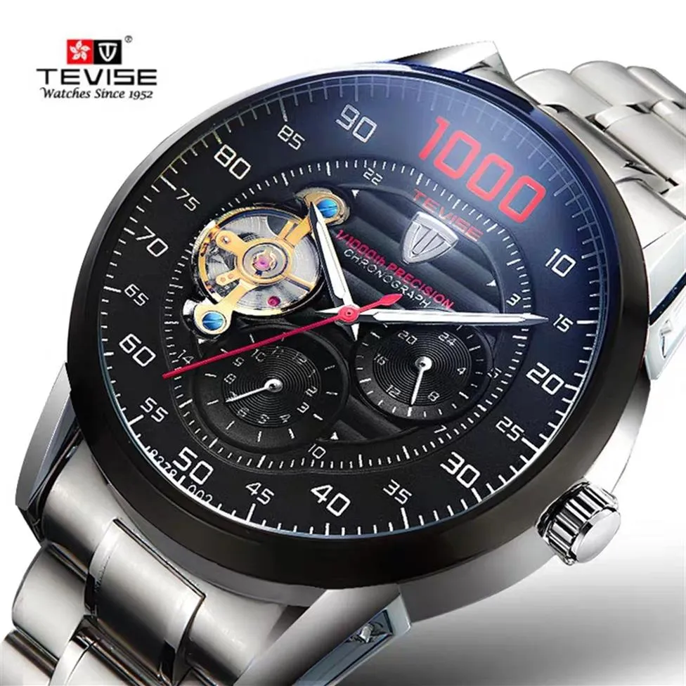 Tevise Men Heachton Automatic Watch Fashion Men الفولاذ المقاوم للصدأ ميكانيكية العمل على Wristwatch Relogio Maschulino297V