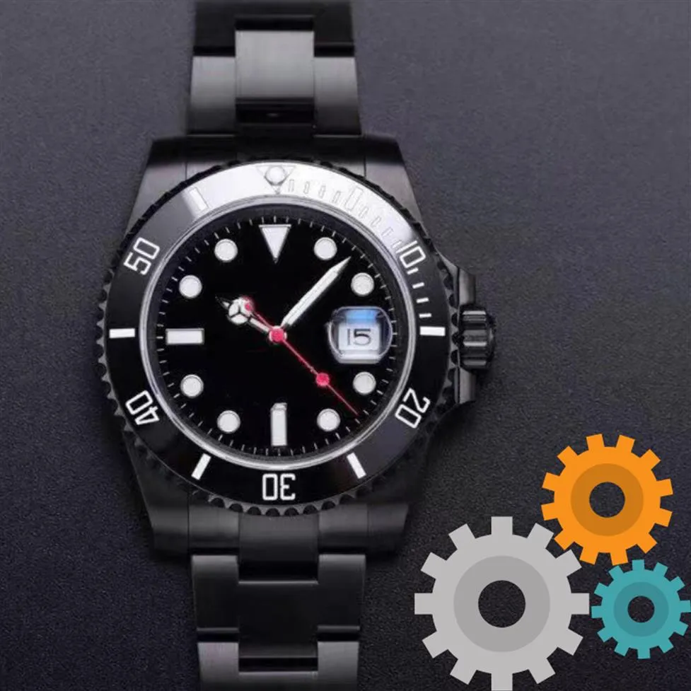 Fabryka automatyczna mechaniczna zegarek szafirowy szklany szklany ramka ceramiczna data stali nierdzewnej Pełna czarna 40 mm 116610ln 116610 Mens WAT192T