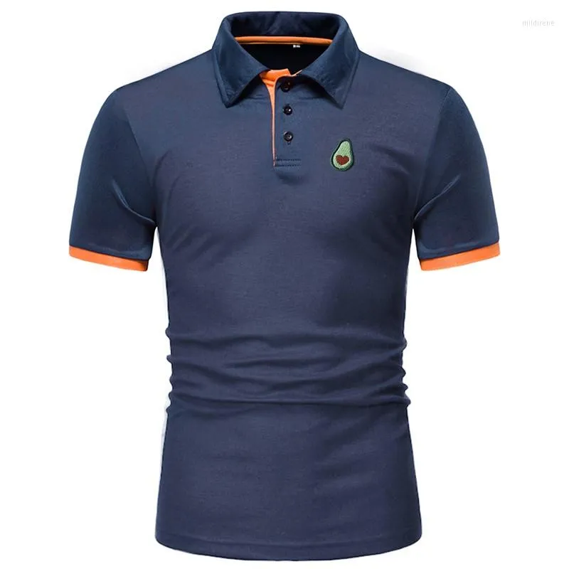 Heren Polos heren met korte mouw poloshirt geborduurde grafische statement top