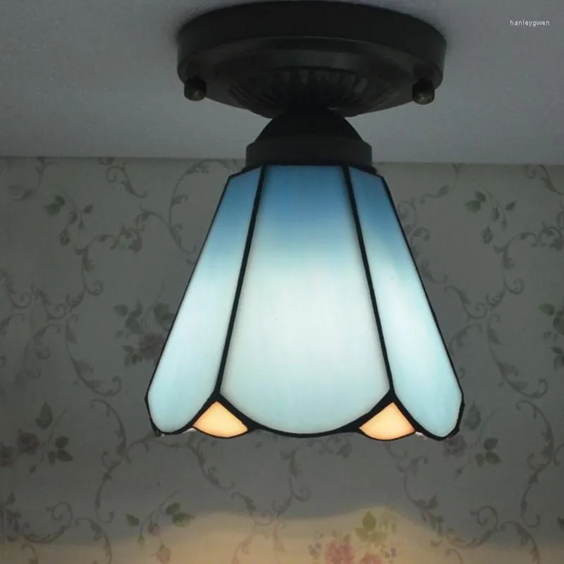 天井照明ティファニーコリドーベッドルームライトガラスホーンバルコニーランプ廊下ポーチ照明器具