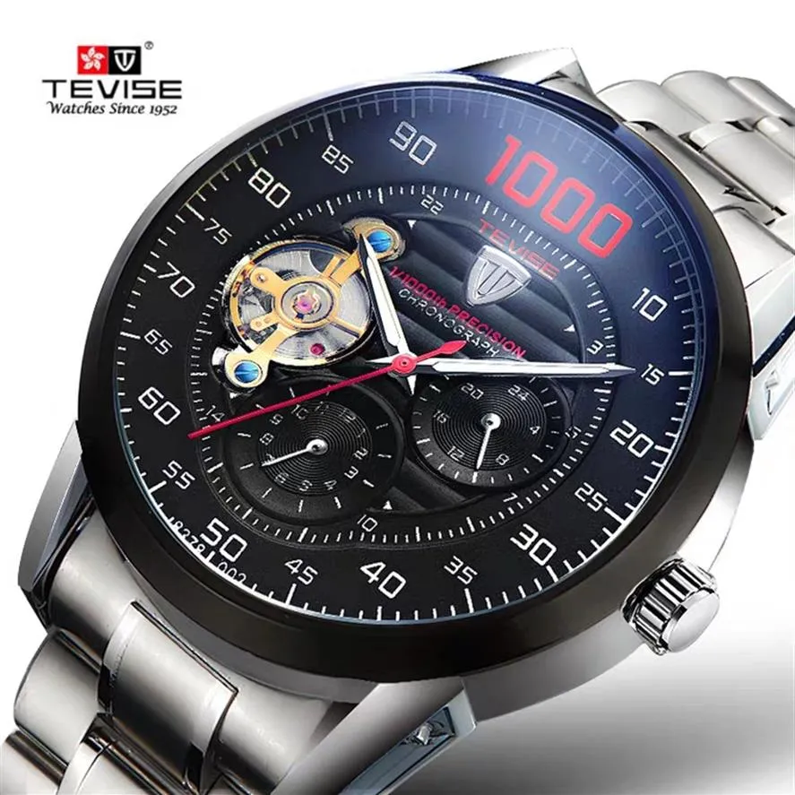 Tevise Men Skeleton Automatic Watch Fashion Men الفولاذ المقاوم للصدأ ميكانيكي أعمال Wristwatch Relogio Maschulino255t