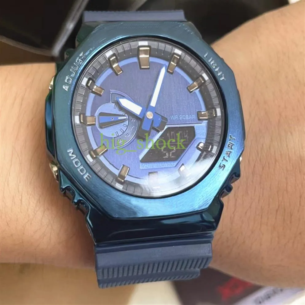 新しいモデルカラーメタルファッションマンズリストウォッチスポーツデュアルディスプレイGMTデジタルLED reloj hombre学生ウォッチR249z