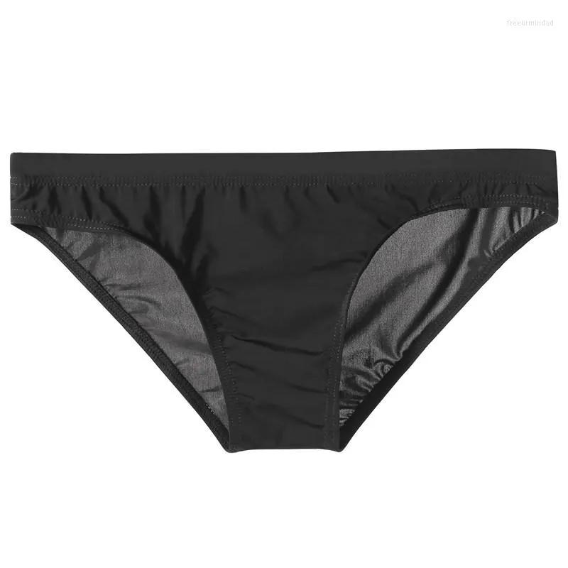 Underpants Men Sexy Low Waist Comfort Ice Silk Briefs Male Fashion Translucent Bikini Skinny Breathable Panties Homme Oversize 3xl