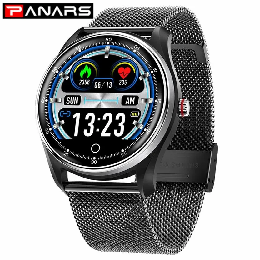 PANARS Smart Watch Uomo Sport Bluetooth Messaggio Promemoria Impermeabile Frequenza cardiaca Monitoraggio della pressione sanguigna Orologi da polso da donna233u