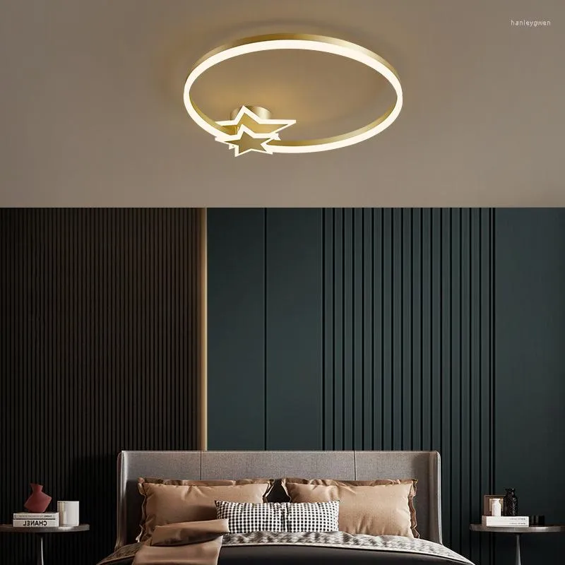 Ceiling Lights All Copper Bedroom Lamp Simple Modern Led Warm Romantic Atmosphere Household Round Room Nordic Lamps