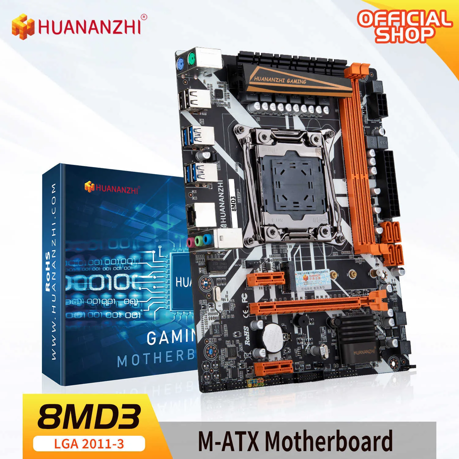 Huananzhi 8M D3 LGA 2011-3 Moderkort Intel Xeon E5 2696 2678 2676 2673 2666 V3 DDR3 RECC Nonecc Memory NVME USB3.0 ATX