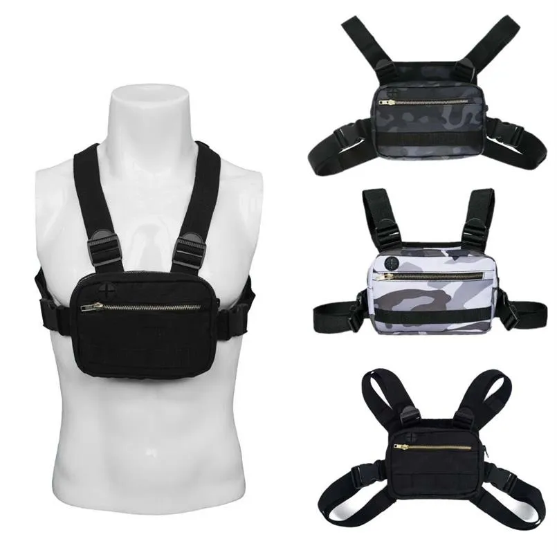 Tactisch vest Chest Rig Tas Packs verstelbare radiokarnas holster walkie talkie pouch sport outdoor reflecterende strip oxford clot240n