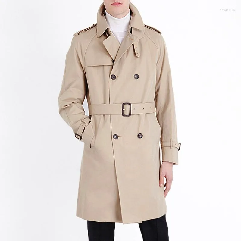 Męskie okopy płaszcze British Style Britmon Płaszcz dla mężczyzn 2022 Męska wiosna i sping podwójny pasek na guziki długie kurtki plus rozmiar