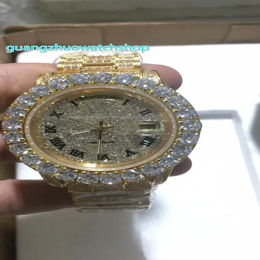 NUOVO orologio da uomo con diamanti automatici moda orologio da polso da uomo automatico 43MM cassa in acciaio inossidabile con cassa in oro diamante pieno di diamanti ghiacciati 2494