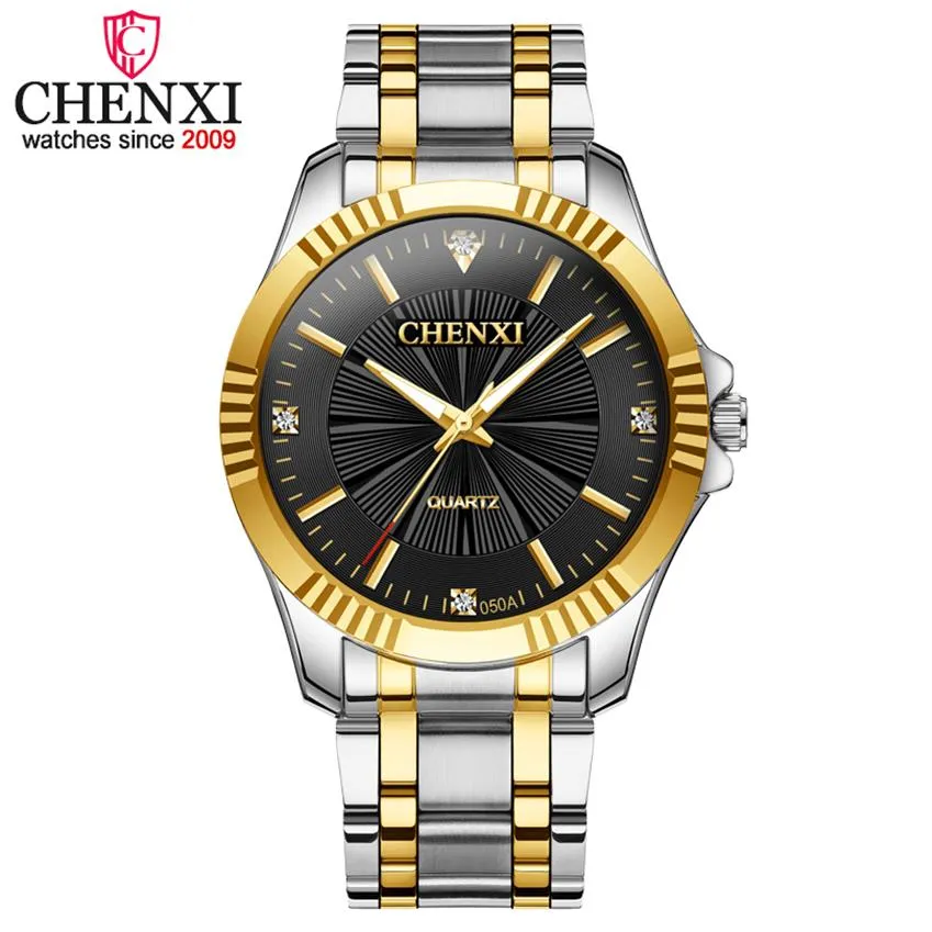 Chenxi Men Watch Top Brand Luxury Fashion Business Business Quartz Watches Men's Full Steel Waterprostic Golden Clock Relogio Masculino324r