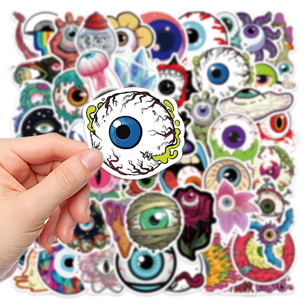 50PCS Graffiti Skateboard Stickers Eyeball Horror For Car Laptop Ipad Bicycle Motorcycle Helmet PS4 Phone Kids Toys DIY Decals Pvc Water Bottle Decor