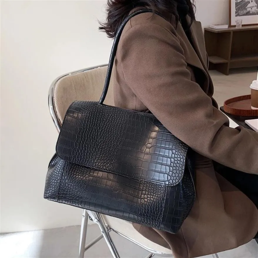 Designer- Crocodile Pattern femmes sac à main grande capacité sacs à bandoulière pour femme Casual Totes Pu cuir messenger bag208u