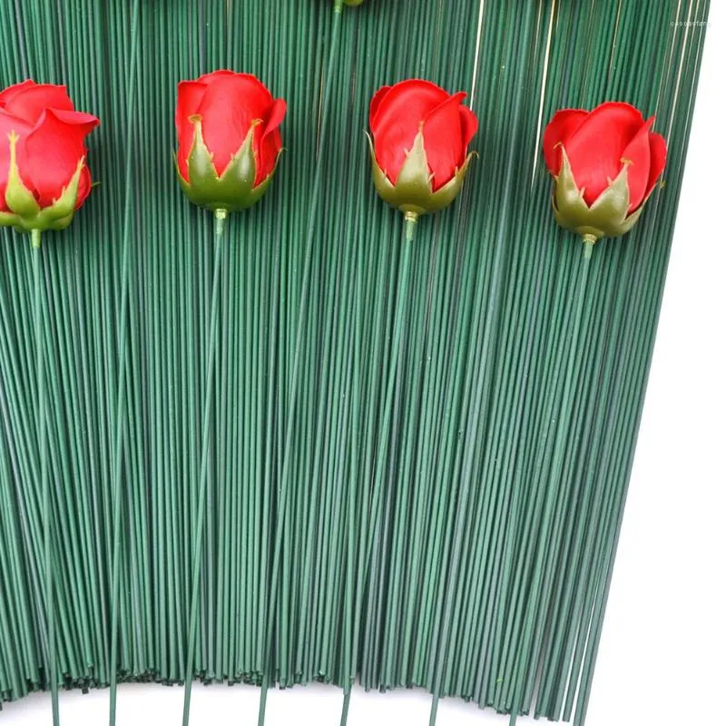 Dekoracyjne kwiaty drutowe łodygi kwiatowy kwiat produkujący bukiet łodygi kwiaciarni zielony wieniec bukient manometar