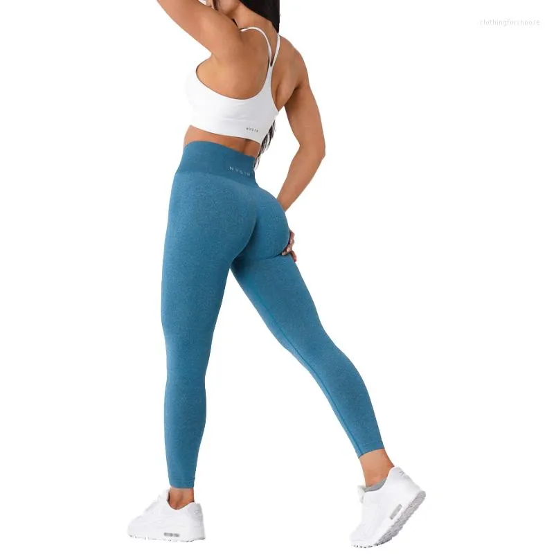 Bleu taille haute serré dame sport pantalon jeunes femmes Leggings élastique séchage rapide pantalon femmes course Fitness pantalon