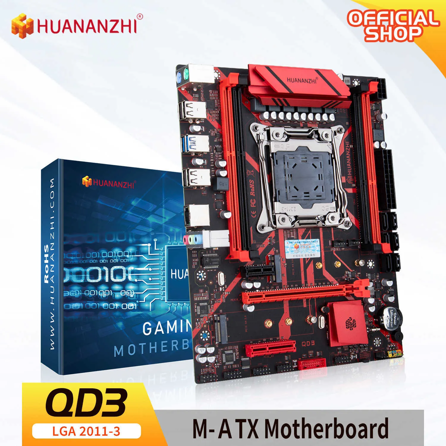 HUANANZHI QD3 LGA 2011-3 마더 보드 인텔 XEON XEON E5 2696 2678 2676 2673 2666 V3 DDR3 RECC 비 ECC 메모리 NVME USB3.0 SATA