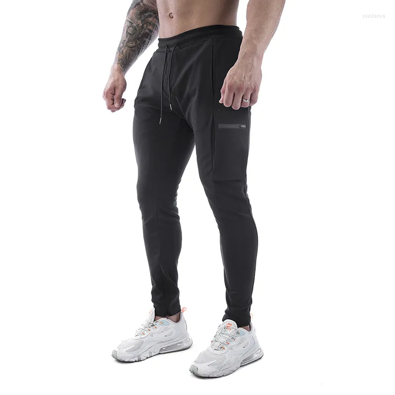 Pantaloni da uomo Fitness Jogging Pantaloni sportivi da uomo casual multitasche con cerniera Pantaloni da jogging da allenamento per bodybuilding in cotone da uomo