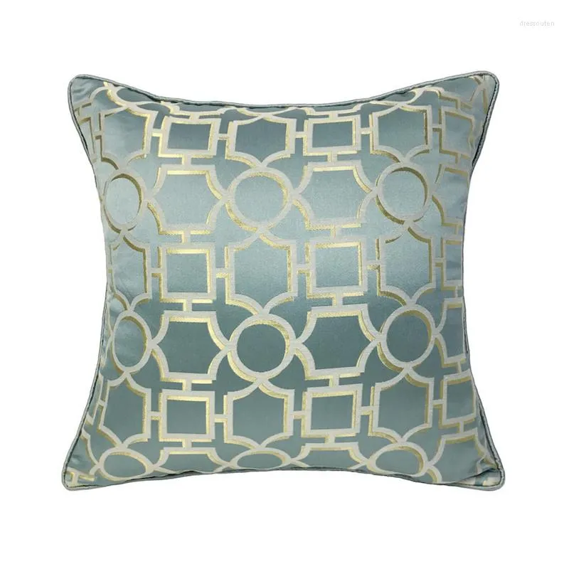 Pillow DUNXDECO Cover Decorative Case Modern Chinese Simple Geometric Jacquard Light Blue Elegant Sofa Chair Coussin